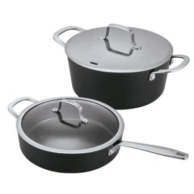 Alva Maestro 4.5-qt Ceramic Coated Nonstick Stock Pot & 4-qt Ceramic Nonstick Saute Pan With Lid In Black