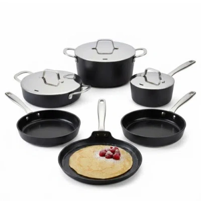 Alva Maestro 9-piece Ceramic Nonstick Cookware Set In Black