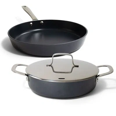Alva Maestro Nonstick Cookware Set In Stainless Steel;matte Black