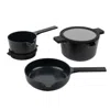 Alva Neat 5-piece Nesting Ceramic Cookware Set In Black