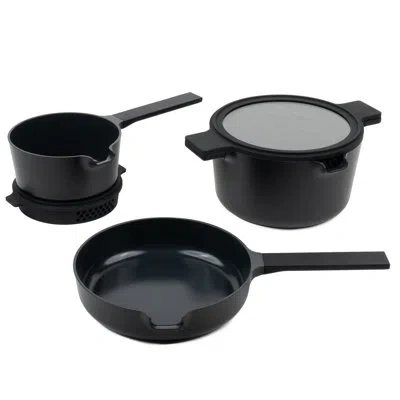 Alva Neat 5-piece Nesting Cookware Set In Matte Black