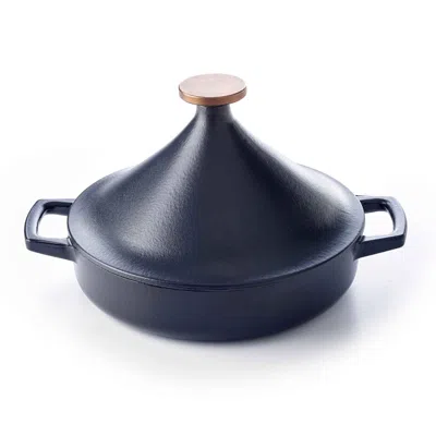 Alva Nori 11-inch Enameled Oval Cast Iron Tagine In Black