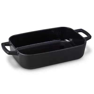 Alva Nori 12" X 8" Premium Enameled Cast Iron Roasting Pan - Heavy Duty Oven Dish In Matte Black