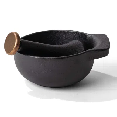 Alva Nori 2.5-cup Cast Iron Enameled Mortar And Pestle In Black