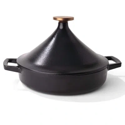 Alva Nori 3-quart Enamel Cast Iron Tagine Pot With Bronze Knob In Black