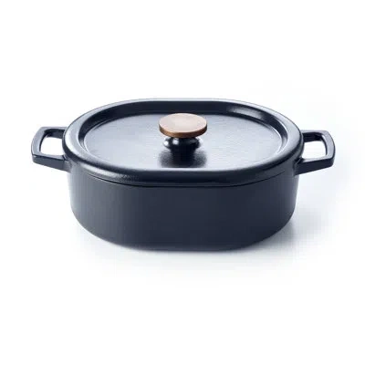 Alva Nori Premium Enameled Cast Iron Dutch Oven - Heavy Duty Pot For Bread Baking, Roasting Stews And Sou In Black