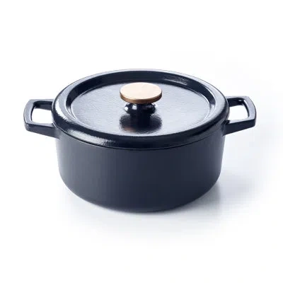Alva Nori Premium Enameled Cast Iron Dutch Oven - Heavy Duty Pot For Bread Baking, Roasting Stews And Sou In Black