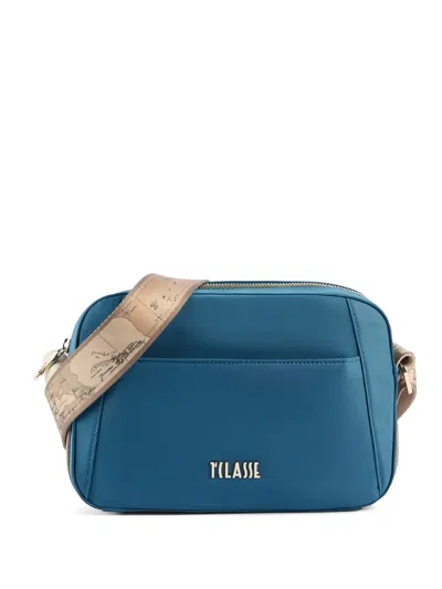 Alviero Martini 1° Classe Breeze Logo-plaque Map-print Shoulder Bag In Blue