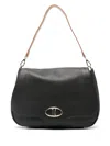 Alviero Martini 1° Classe Flap-front Leather Shoulder Bag In Black