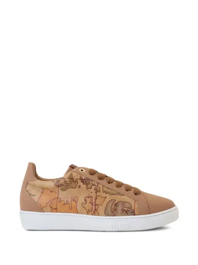 Alviero Martini 1° Classe Geo Classic Map-print Sneakers In Brown