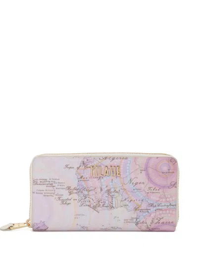 Alviero Martini 1° Classe Geo Dots Art Zip-around Wallet In Pink