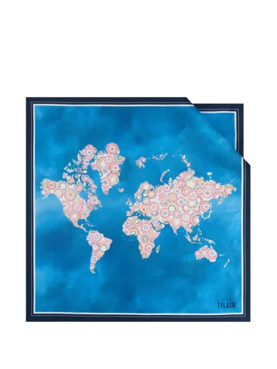 Alviero Martini 1° Classe Geo Map-print Scarf In Blue