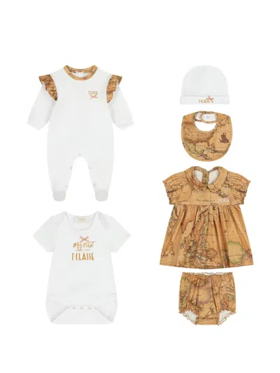 Alviero Martini 1ᴬ Classe Geo Map Babygrow Set In White