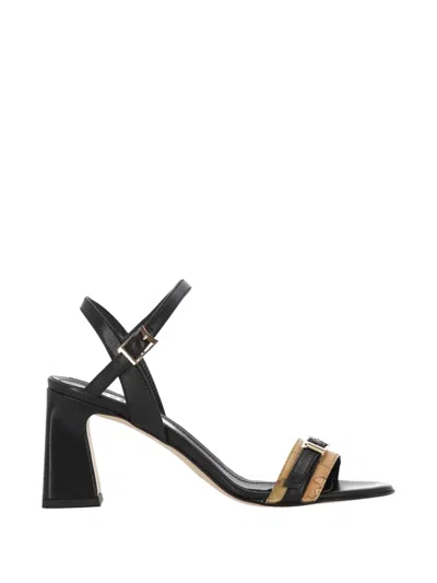 Alviero Martini 1° Classe Geo Map Buckle-fastening Sandals In Black