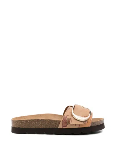 Alviero Martini 1° Classe Geo Map Buckle-fastening Sandals In Neutral