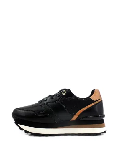 Alviero Martini 1° Classe Geo Map Glitter-panel Sneakers In Black