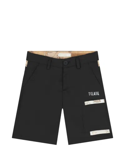 Alviero Martini Kids' 1ᴬ Classe Geo Map Shorts In Black