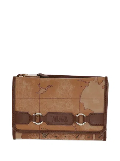 Alviero Martini 1° Classe Geo Map-print Logo-plaque Wallet In Brown