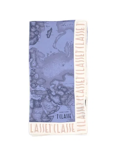Alviero Martini 1° Classe Geo Map-print Silk Scarf In Multi