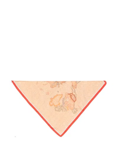 Alviero Martini 1° Classe Geo Map-print Silk Scarf In Brown