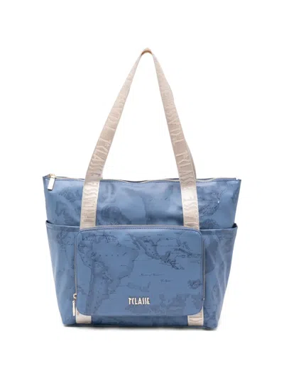 Alviero Martini 1° Classe Geo Map-print Tote Bag In Blue