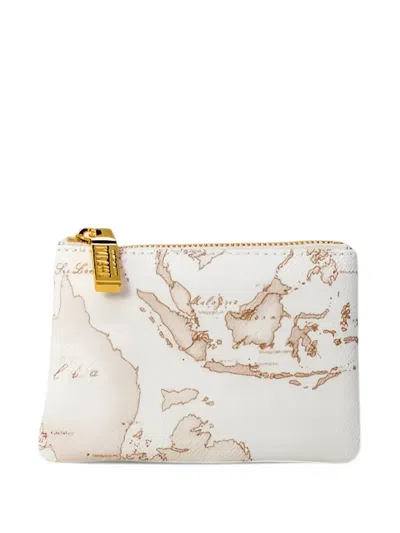Alviero Martini 1° Classe Geo White Map-print Clutch Bag In Weiss