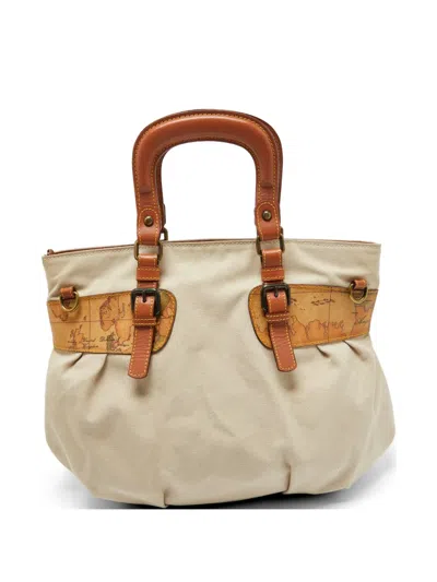 Pre-owned Alviero Martini 1° Classe Geo-print Canvas Satchel Bag In Neutral