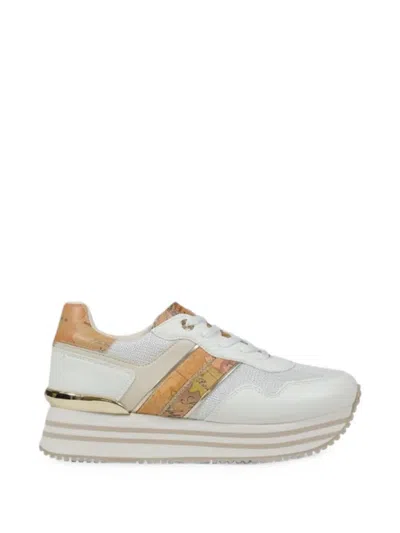 Alviero Martini 1° Classe Geo-print Platform Sneakers In White