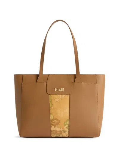 Alviero Martini 1° Classe Large Bloom City Geo Map-print Tote Bag In Brown