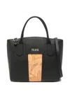 Alviero Martini 1° Classe Map-detail Leather Tote Bag In Black
