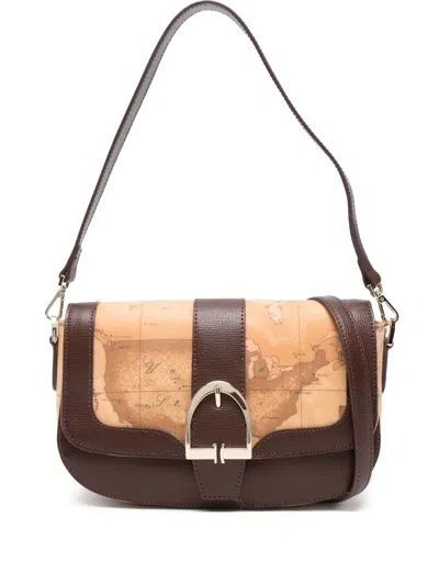 Alviero Martini 1° Classe Map-print Buckle-detail Shoulder Bag In Brown