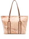 Alviero Martini 1° Classe Map-print Leather Tote Bag In Brown