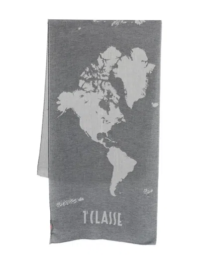 Alviero Martini 1° Classe Map-print Scarf In Gray