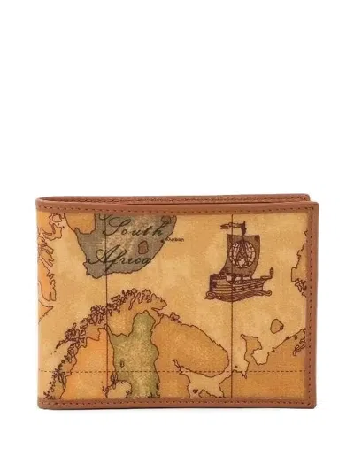 Alviero Martini 1° Classe Map-print Leather Wallet In Brown