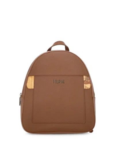 Alviero Martini 1° Classe Map-print Logo-plaque Backpack In Brown