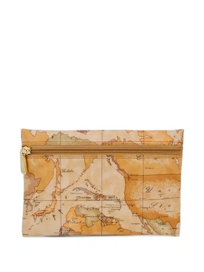 Alviero Martini 1° Classe Map-print Make Up Bag In Brown