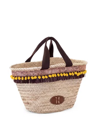 Alviero Martini 1° Classe Pom-pom Fringed Shoulder Bag In Neutrals
