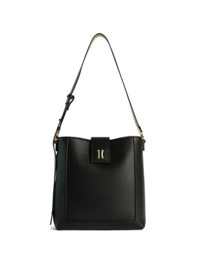 Alviero Martini 1° Classe Rock Logo-plaque Grained Shoulder Bag In Black