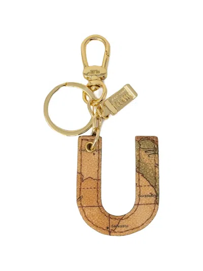 Alviero Martini 1° Classe World Map-print Letter U Keychain In Brown