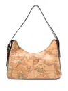 Alviero Martini 1° Classe World-print Leather Shoulder Bag In Brown