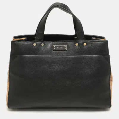 Alviero Martini 1a Classe Black Coated Canvas And Leather Satchels