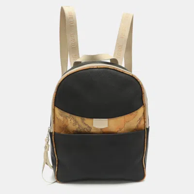 Pre-owned Alviero Martini 1a Classe Black/brown Geo Print Coated Canvas And Leather Backpack