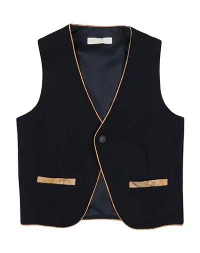 Alviero Martini 1a Classe Babies'  Junior Toddler Boy Tailored Vest Navy Size 6 Cotton, Elastane In Blue