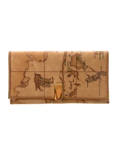 Pre-owned Alviero Martini 1a Classe Printed Continental Wallet In Neutral