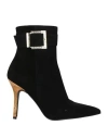 Alviero Martini 1a Classe Woman Ankle Boots Black Size 8 Ovine Leather In Black