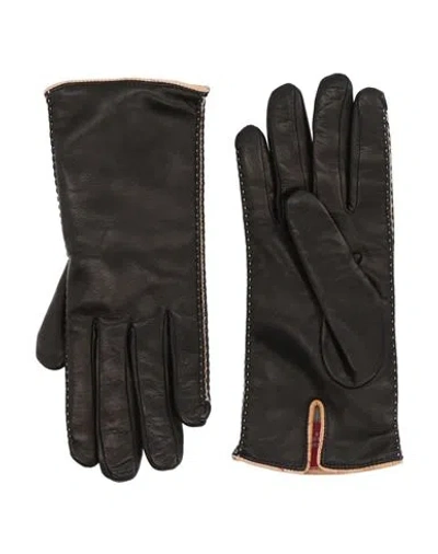 Alviero Martini 1a Classe Woman Gloves Black Size 8 Ovine Leather