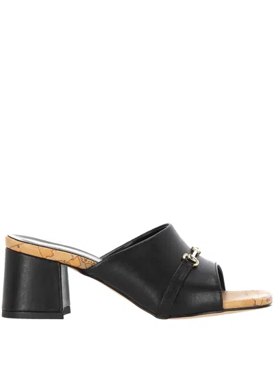Alviero Martini Black Leather Heeled Sandals