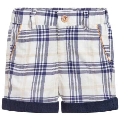 Alviero Martini Babies' Boys Blue Check Cotton Shorts In Black