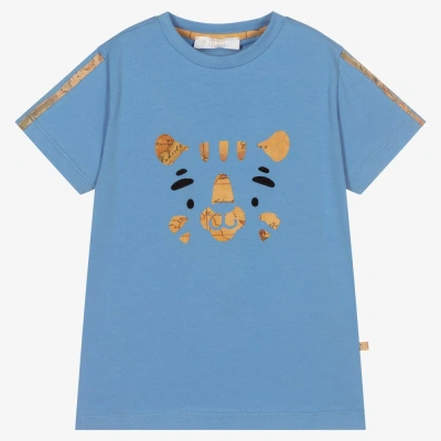 Alviero Martini Babies' Boys Blue Tiger Geo Map T-shirt