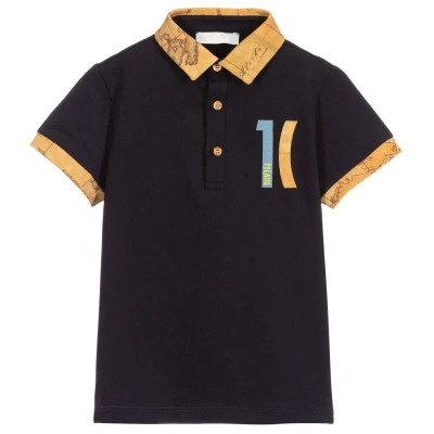 Alviero Martini Babies' Boys Navy Blue 1a Classe Polo Shirt In Black